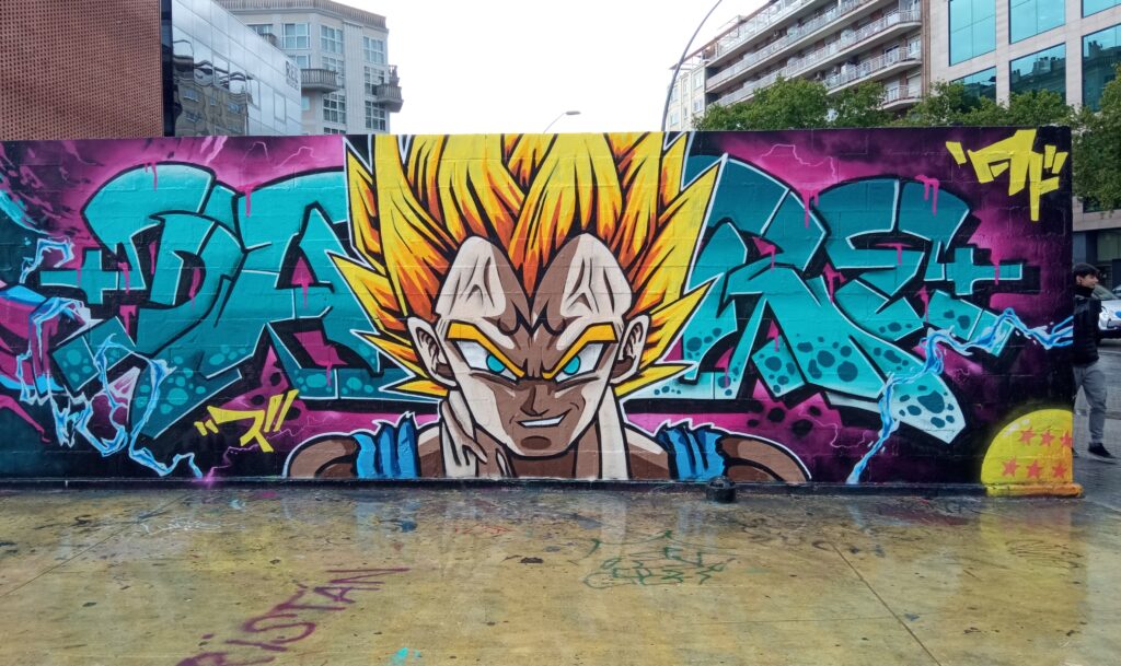 Striking street art mural of Dragon Ball Z